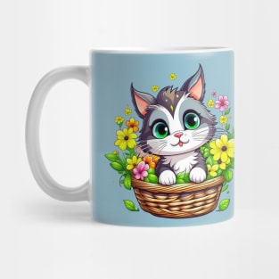 Spring Easter Cute Cat in Flowers Mug